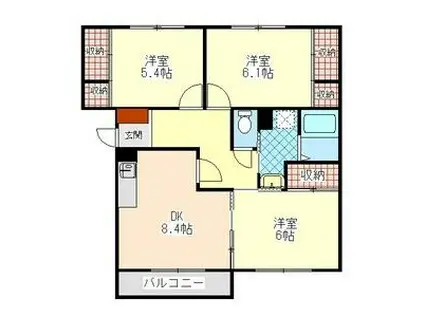 ニューエルディム御幸(3DK/3階)の間取り写真