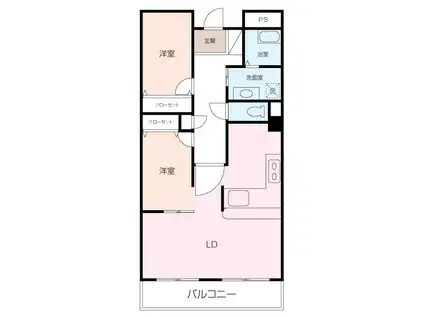 藤沢フラワーハイホーム(2LDK/5階)の間取り写真