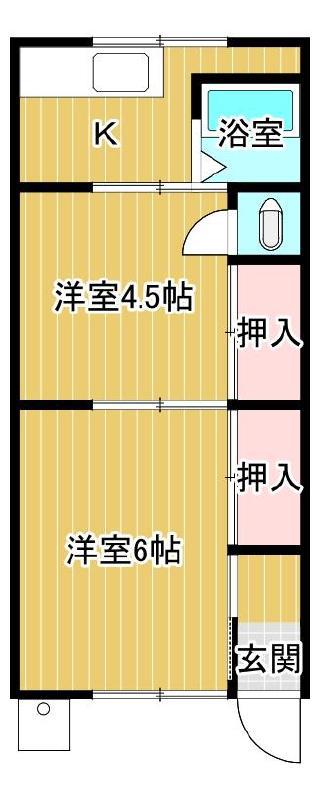 竹岡荘(2K/2階)の間取り写真