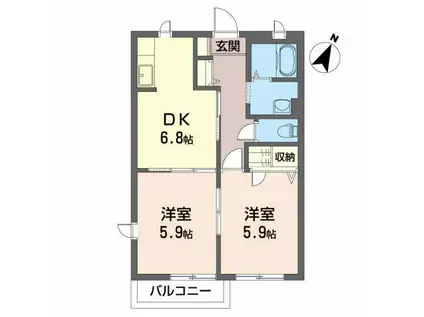 メゾン・シャルマン桜台(2DK/2階)の間取り写真
