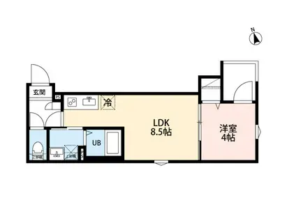 LUNA COURT(1LDK/1階)の間取り写真