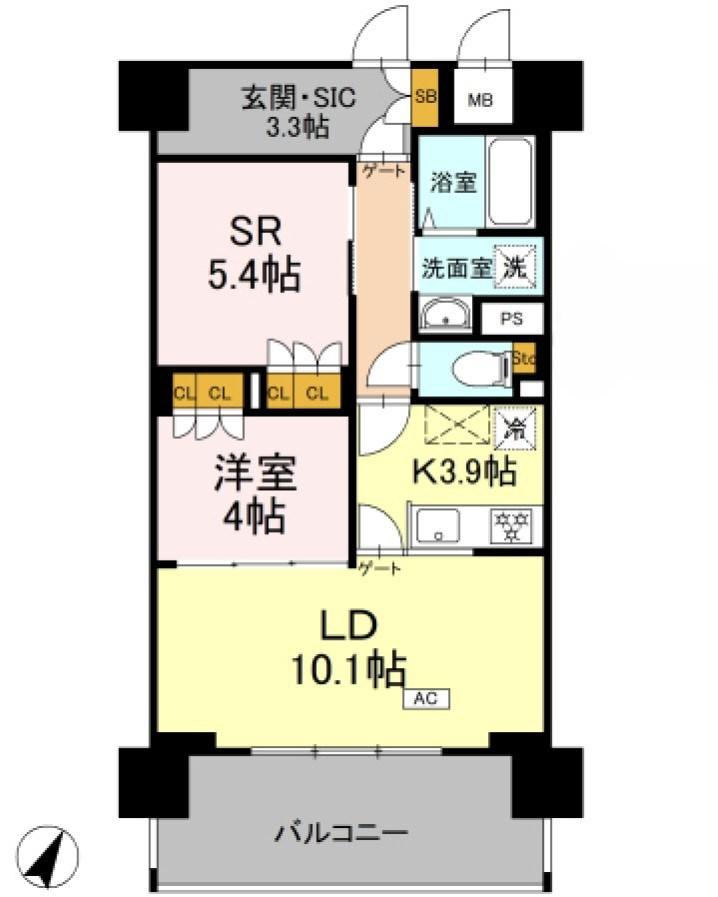 リーラ横浜川和町(1SLDK/5階)の間取り写真