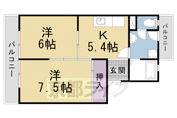 ハイツクローバー(1LDK/4階)の間取り写真