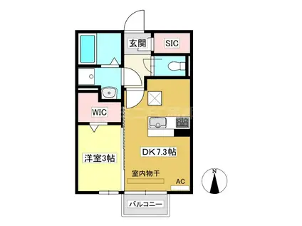 JR東海道本線 相見駅 徒歩8分 2階建 築11年(1DK/1階)の間取り写真