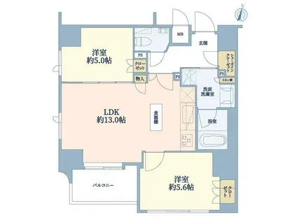 ジオ西新宿ツインレジデンスイースト棟(2LDK/10階)の間取り写真