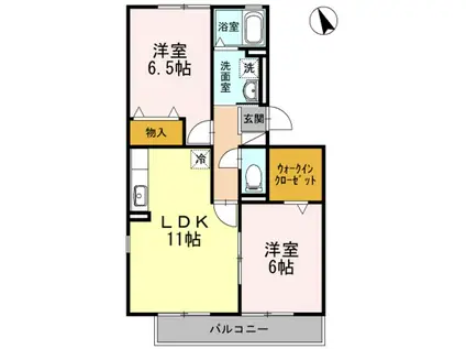 ハイカムール北浦(2LDK/3階)の間取り写真