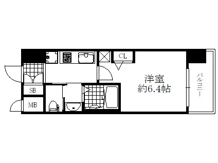 エステムコート神戸ハーバーランド前7レーベル(1K/2階)の間取り写真