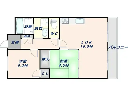 シティーコーポ長田(2LDK/3階)の間取り写真