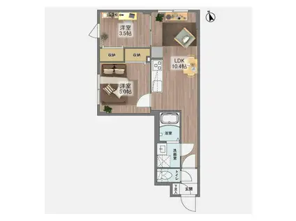 ウェルスクエア桜上水(2LDK/2階)の間取り写真