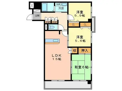 アートスケープ幡生(3LDK/3階)の間取り写真