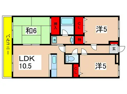第3旭マンション(3LDK/1階)の間取り写真
