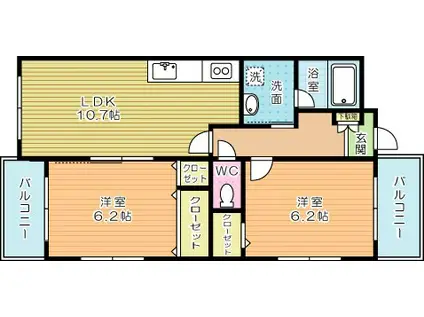 プレステージ緑ヶ丘(2LDK/3階)の間取り写真