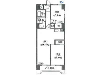 グランメール戸田II(2LDK/5階)の間取り写真