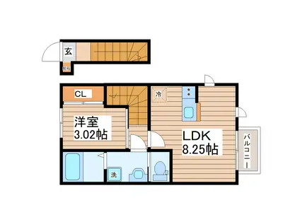 BERILLO(1LDK/2階)の間取り写真
