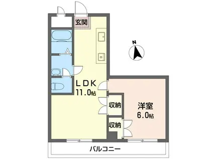広田ビル(1LDK/2階)の間取り写真