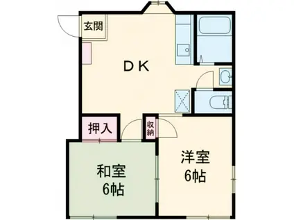 メゾンドU(2DK/1階)の間取り写真