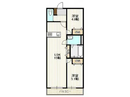 アマゾン・リリー(2LDK/1階)の間取り写真