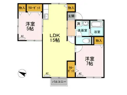 メゾン錦A(2LDK/2階)の間取り写真