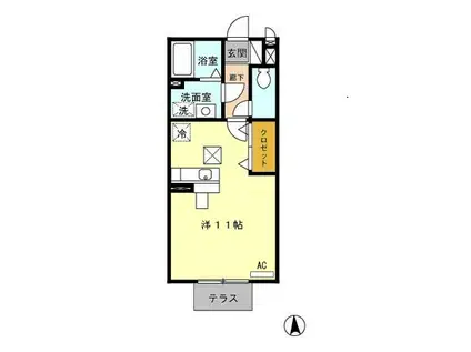 グレイスガーデン(ワンルーム/1階)の間取り写真