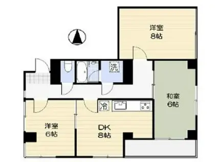 国分寺シティハイツ(3DK/1階)の間取り写真