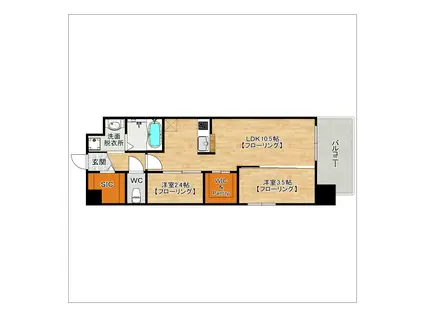 ERFOLG HAKATA(2LDK/4階)の間取り写真