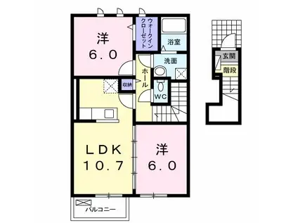 サザンクロスI(2LDK/2階)の間取り写真