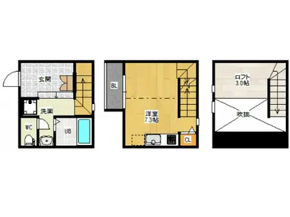 DUPLEST十日市(ワンルーム/1階)の間取り写真