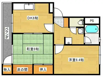椿コーポ(2DK/2階)の間取り写真