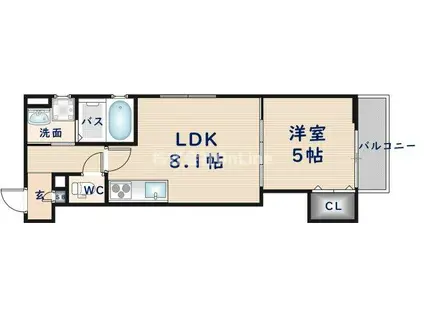 クリエオーレ瓜破(1LDK/2階)の間取り写真