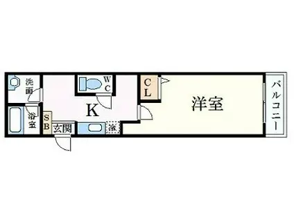 CITYSPIRE神戸元町I(1K/13階)の間取り写真