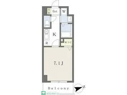 プレイズシード車道アベニュー(1K/8階)の間取り写真