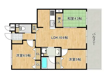 アルファステイツ海田(3LDK/2階)の間取り写真