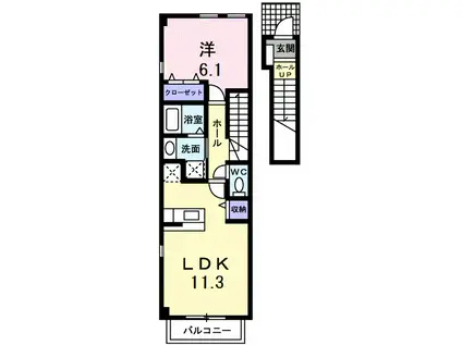 アルカンシェルII(1LDK/2階)の間取り写真