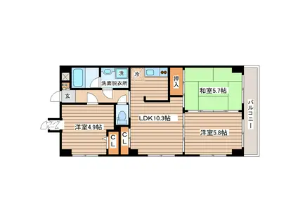 クレアール(3LDK/3階)の間取り写真