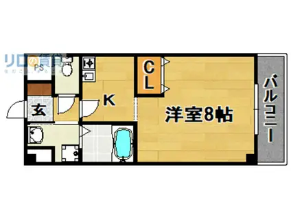 リセスコートII(1K/1階)の間取り写真