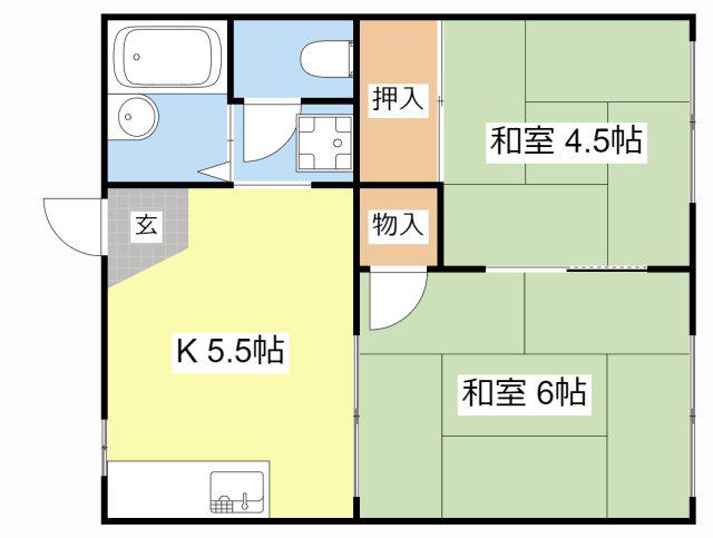 田中ハイツ(2K/1階)の間取り写真