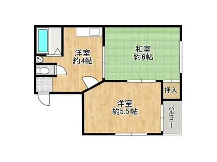 ハウス大幸(2DK/1階)の間取り写真