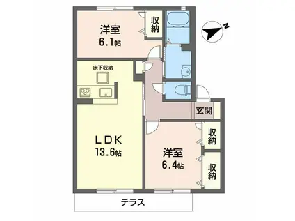 パルケアミスタ I棟(1LDK/1階)の間取り写真