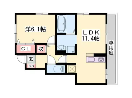 メゾン・ラフィーネ(1LDK/1階)の間取り写真