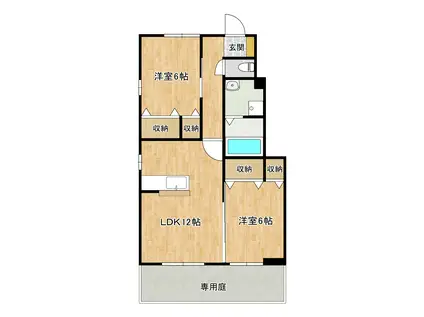 リッツハウス FUKUOKA(2LDK/1階)の間取り写真