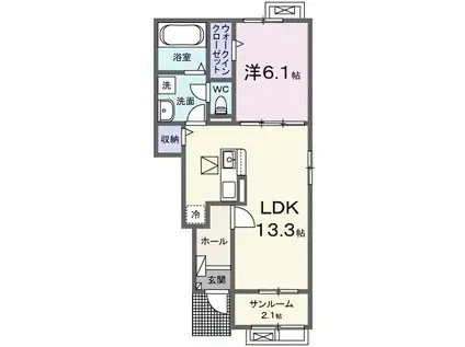 ナチュール ドゥ(1LDK/1階)の間取り写真