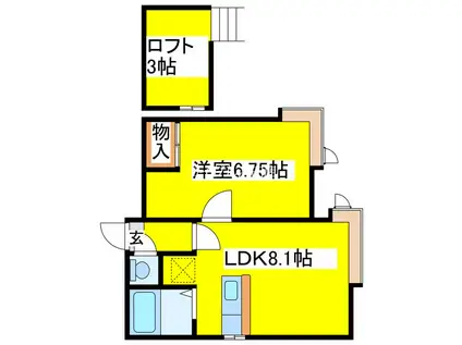 AMS清田2-1B棟(1DK/3階)の間取り写真