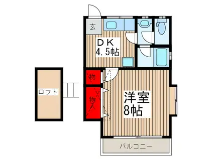 リープハイツ(1DK/2階)の間取り写真