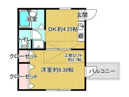 クレールメゾン(1DK/2階)の間取り写真