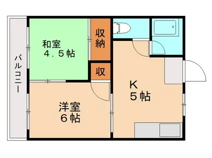 青雲荘(2DK/2階)の間取り写真