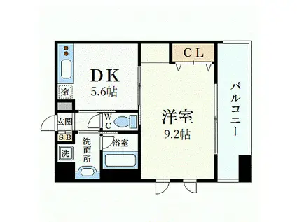 プレジール三ノ宮(1DK/6階)の間取り写真