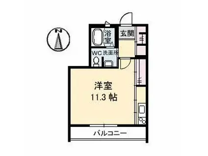 ウィスティリアB棟(ワンルーム/2階)の間取り写真