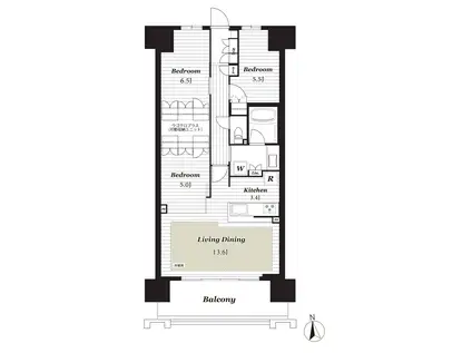 HONOKUNI RESIDENCE(3LDK/5階)の間取り写真