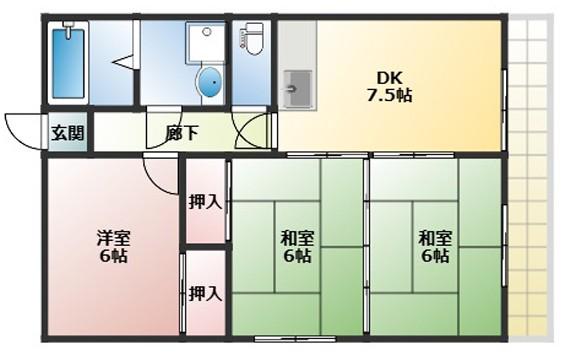 バルビゾン岡田(3DK/4階)の間取り写真