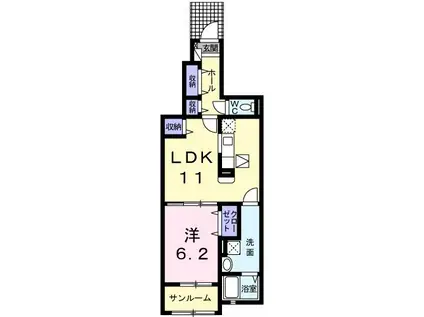 アリッサム(1LDK/1階)の間取り写真